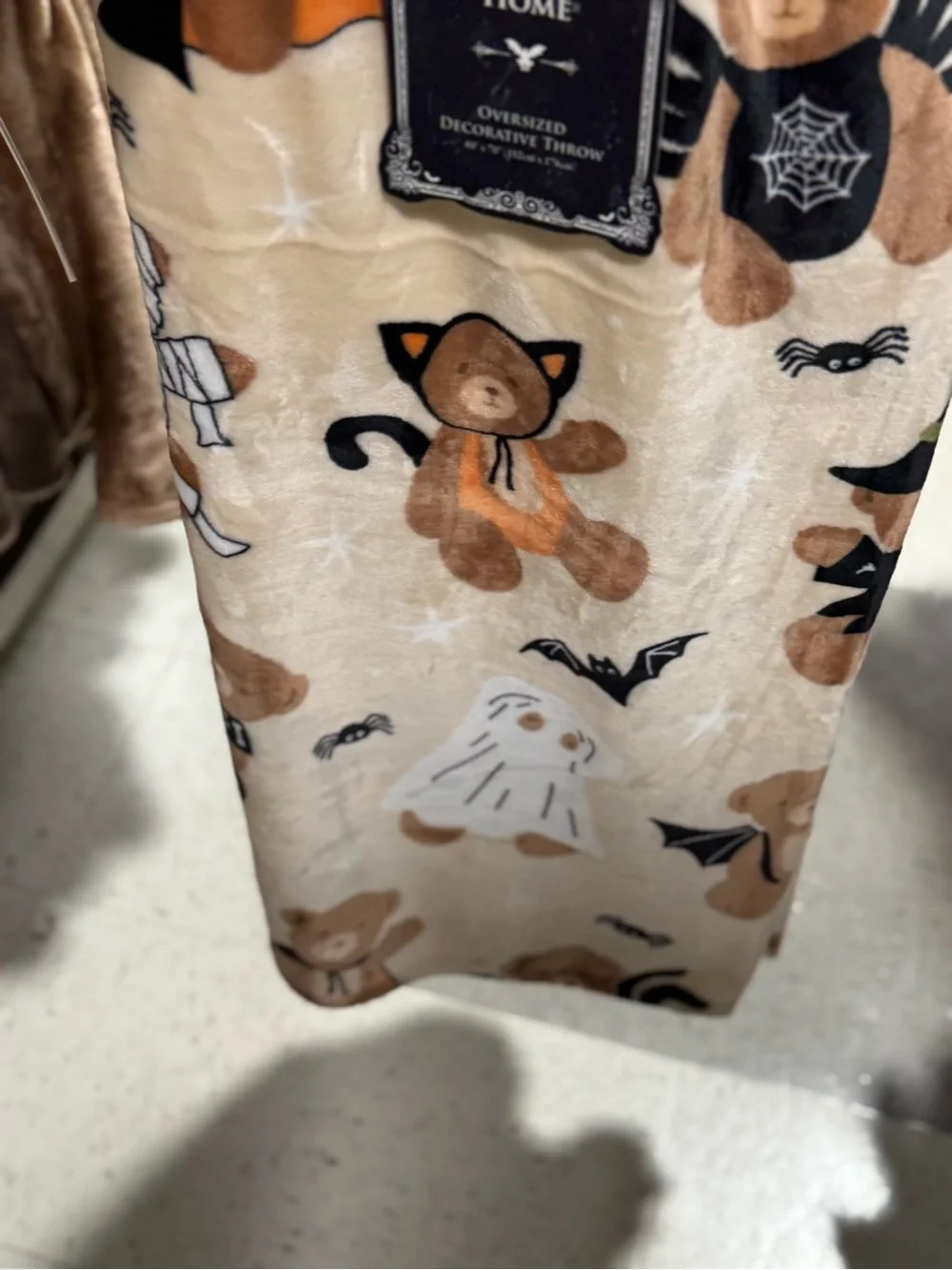 Halloween Bear Oversized Decorative Throw - Tan, Black, Orange, White